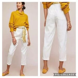 Anthropologie ett:twa Nias Linen Rolled Hem Pants Sz 16